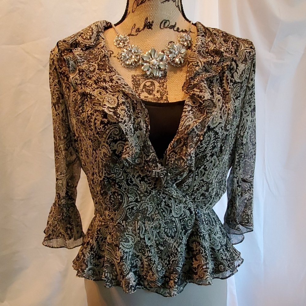 Jones New York Silk Peplum Blouse & Camisole